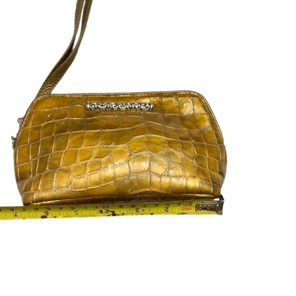 Brighton embossed leather shiny wristlet bag